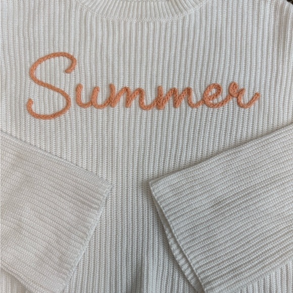 Moon & Madison White Cotton Relaxed Cropped LS Sweater 'Summer'  XLarge misses - Picture 4 of 10